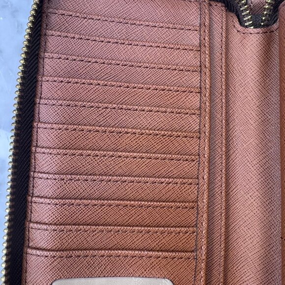 Michael Kors Continental Wallet JetSet Zippered Large Brown Wristlet Leather - Picture 13 of 16